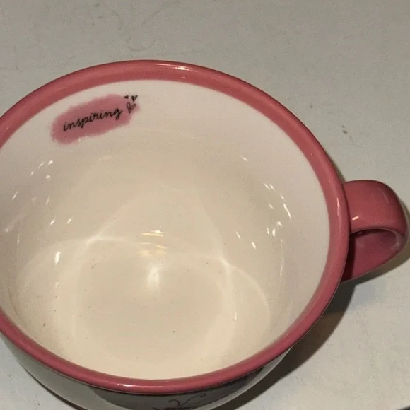 'Inspiring' White Pink Flower 10 oz Mug Cup NOS - Picture 3 of 3